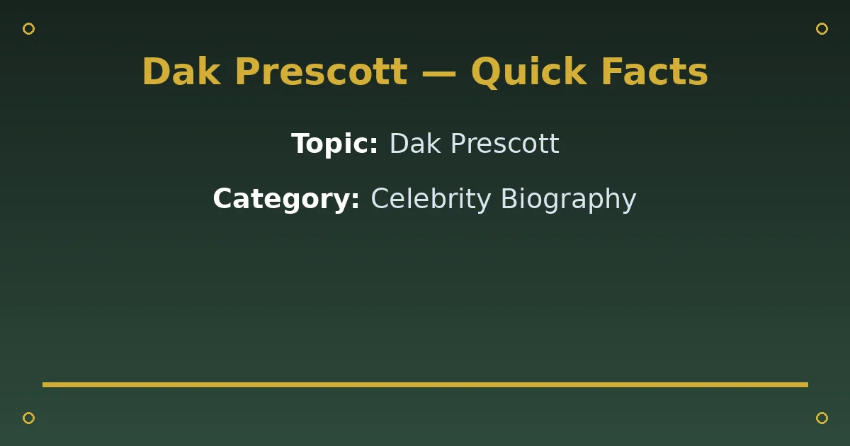 Dak Prescott Biography: Age, Partner, Net Worth & Career 2 Dak Prescott Biography: Age, Partner, Net Worth & Career quick facts