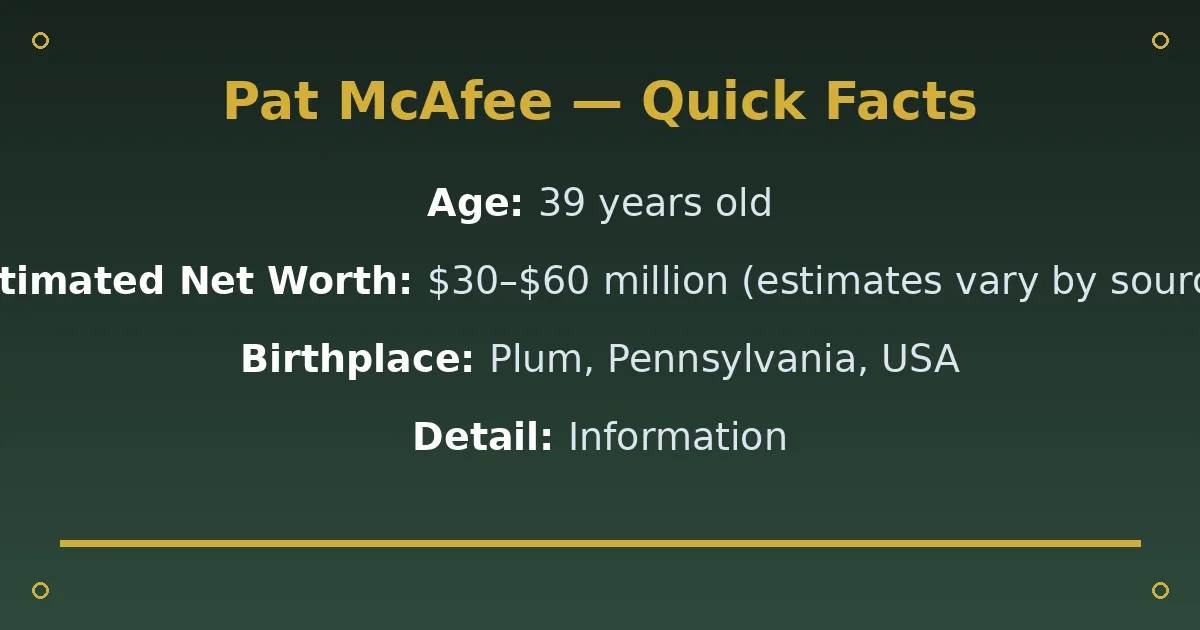 Pat McAfee Biography: Age, Wife, Net Worth & Career 2 Pat McAfee Biography: Age, Wife, Net Worth & Career quick facts