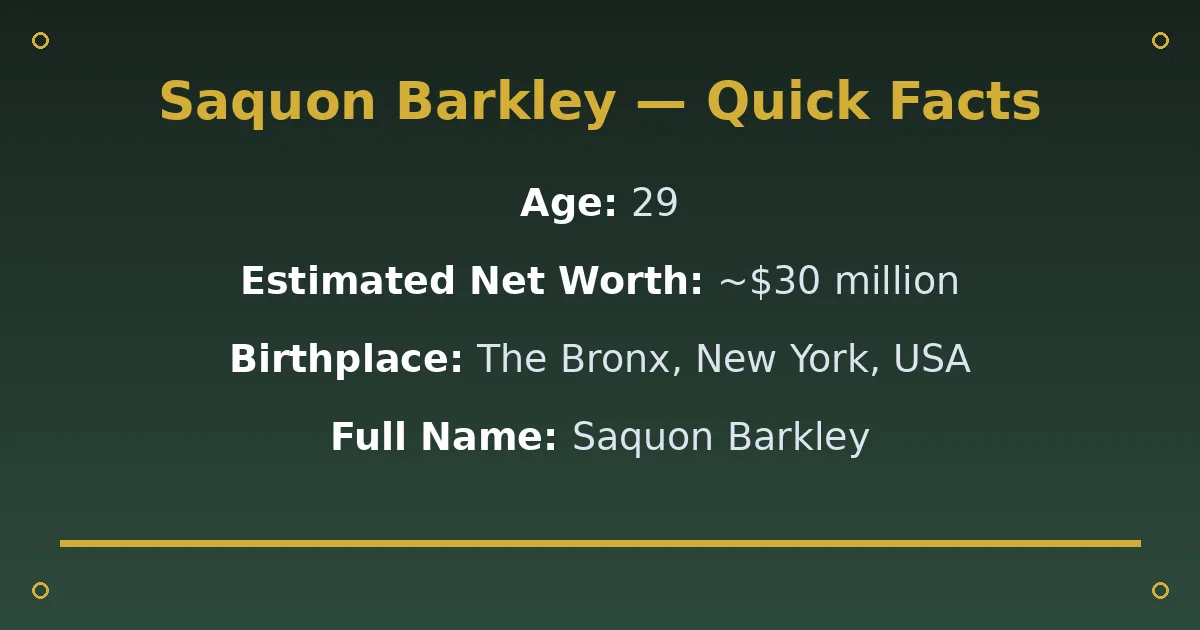 Saquon Barkley Biography: Age, Wife, Net Worth & Career 2 Saquon Barkley Biography: Age, Wife, Net Worth & Career quick facts